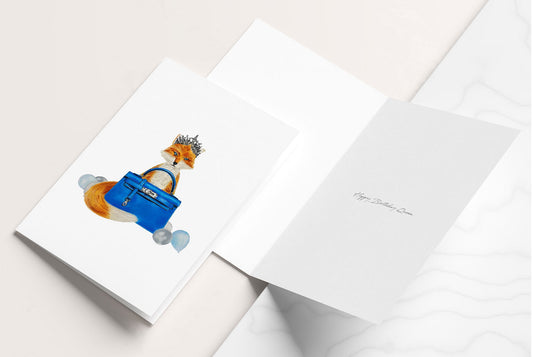 Foxy Hermes Birthday Queen Card